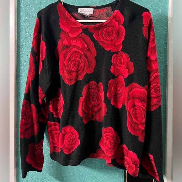 👑✅PRICE FIRM✅ Dress Barn Rose Pattern Sweater - Picture 8 of 11